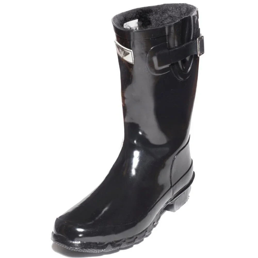 Women's Rubber Rain Boots, Faux Fur Lined Garden Rainboots
